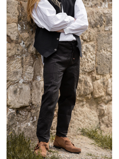 Trollfelsen Leonardo Carbone Mittelalter Gewandung Ritter Wikinger Ziernaht Hose Oskar Schwarz _1_